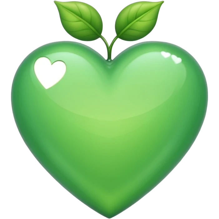 Un corazón de color verde en una tonalidad claridad con un poquito de brillitos emoji