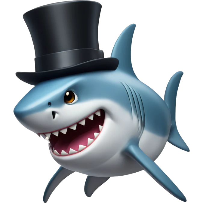 Shark with a top hat emoji