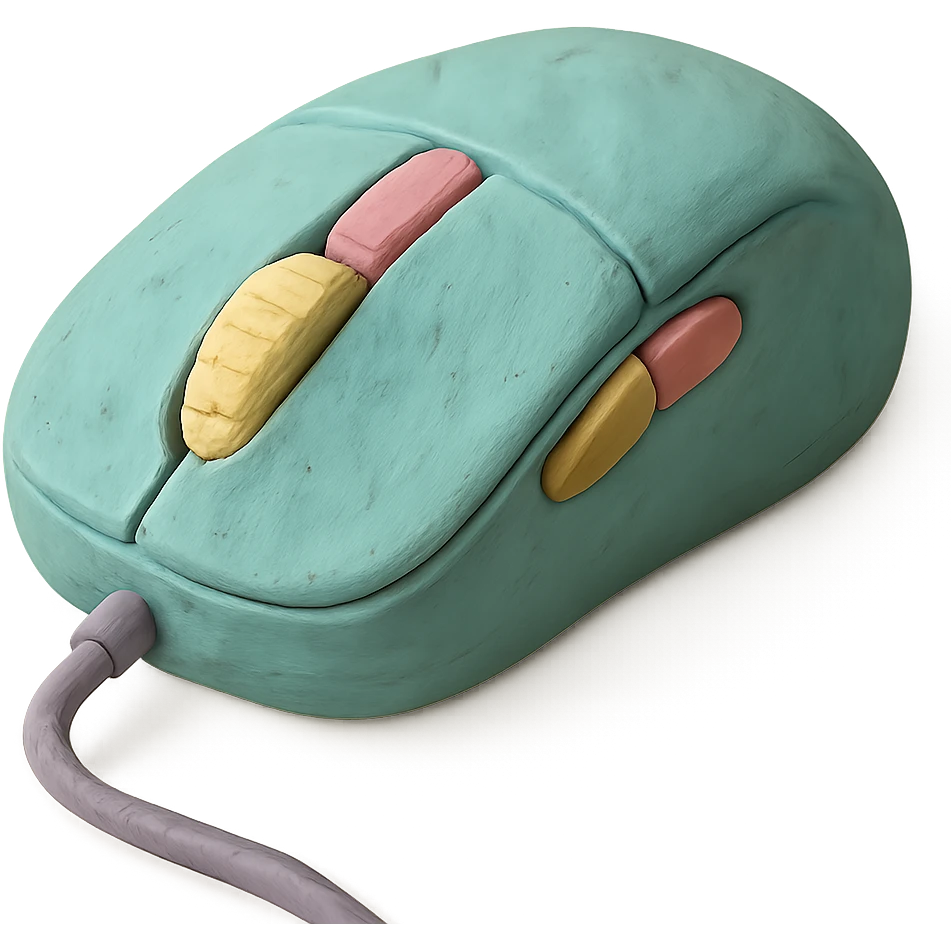 matte plasticine claymation style gaming mouse with visible fingerprints and pastel colors emoji