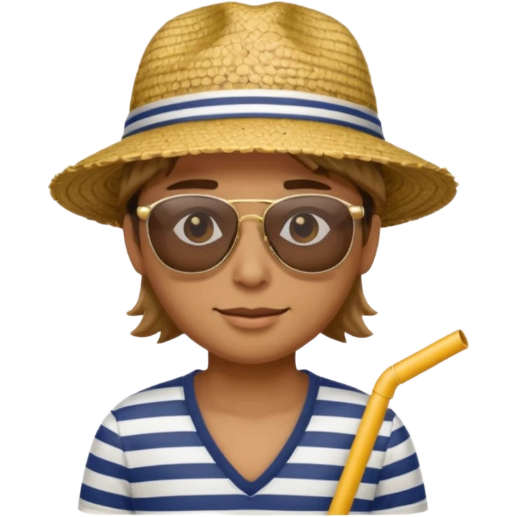 person with striped clothing sun glasses and straw hat emoji