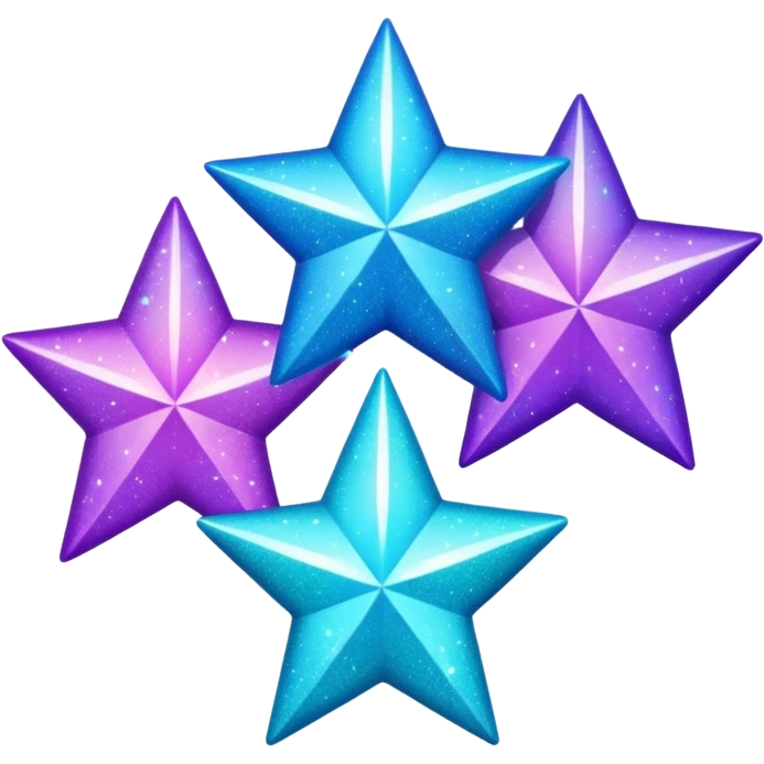 glitter purple and cian 3 stars  emoji