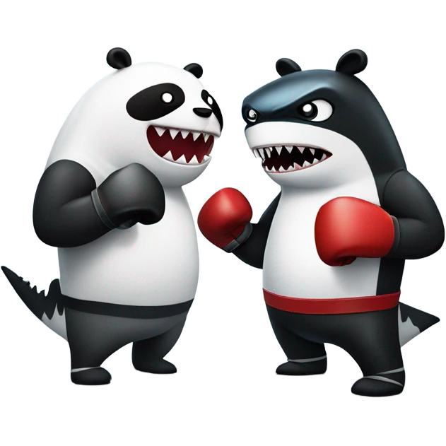 Panda vs shark boxing match  emoji