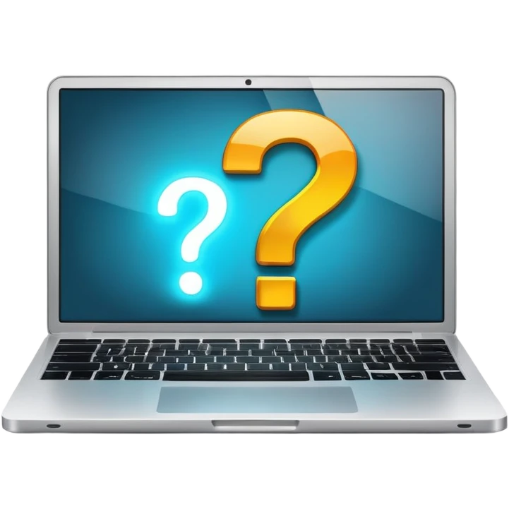 laptop with a glowing question mark on its display emoji
