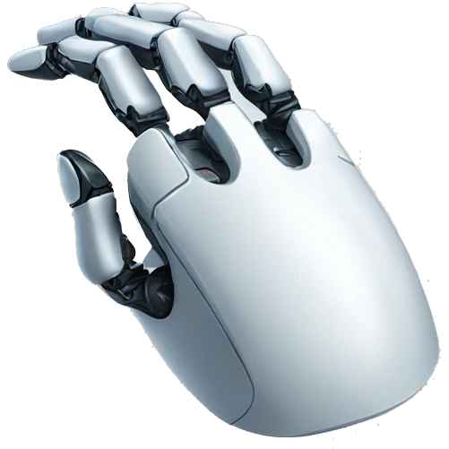 robot hand holding a computer mouse emoji