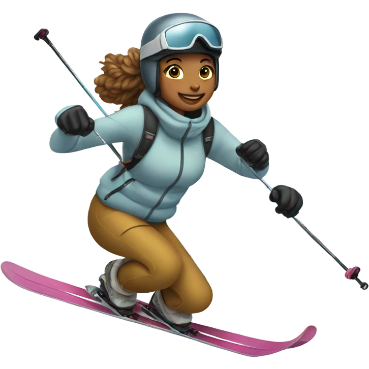 girl skiing with boba in hand emoji