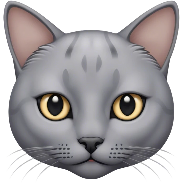Grey cat with black eyelids and only outlines of pupils emoji