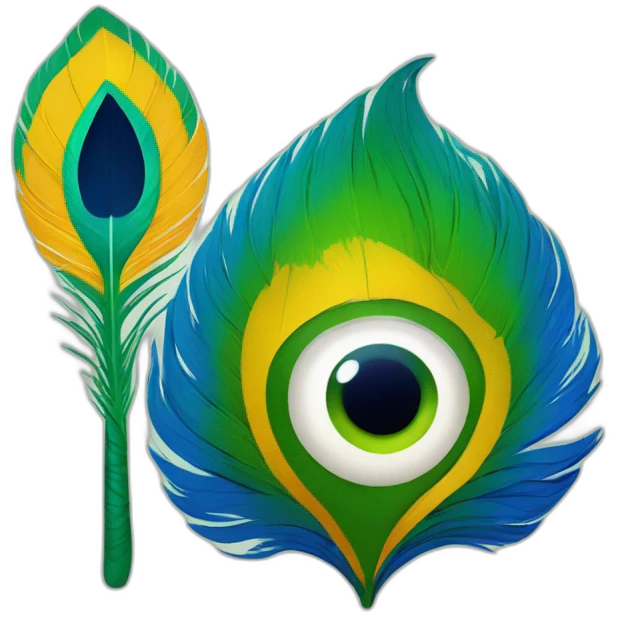 Krishna word in hindi with peacock feather  emoji