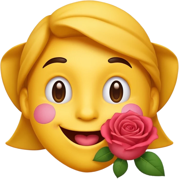 Simple emoji with a rose in his mouth emoji