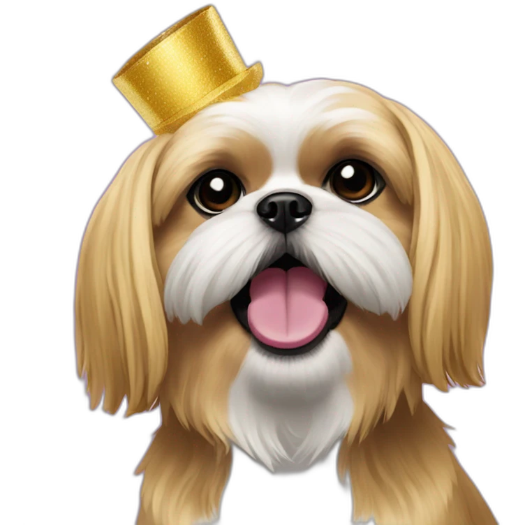 golden shih tzu partying emoji