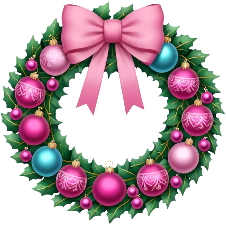Christmas wreath pink emoji