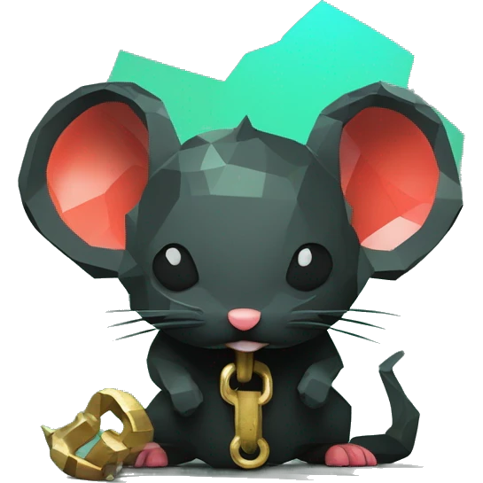Black red gold green cyan rusty grunge effect scratched patina rat mouse puppy scorpion tail stinger gangsta gangster pixel 3d render low poly emoji