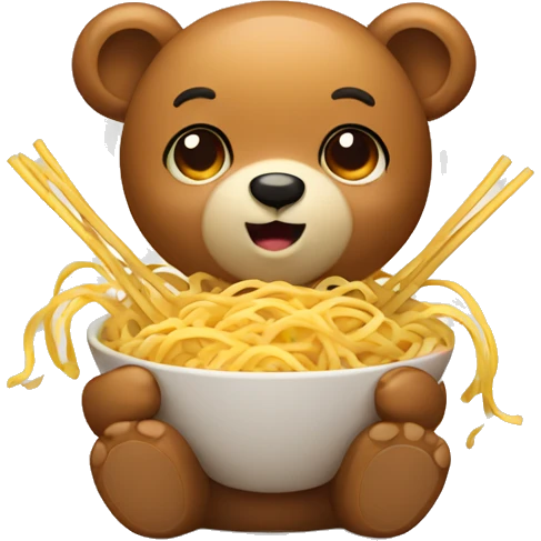 cute bear with noodles emoji