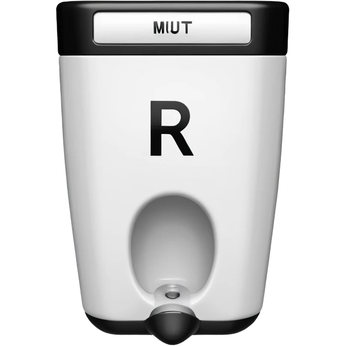 a white pisoar with r. mutt writted in black on it emoji