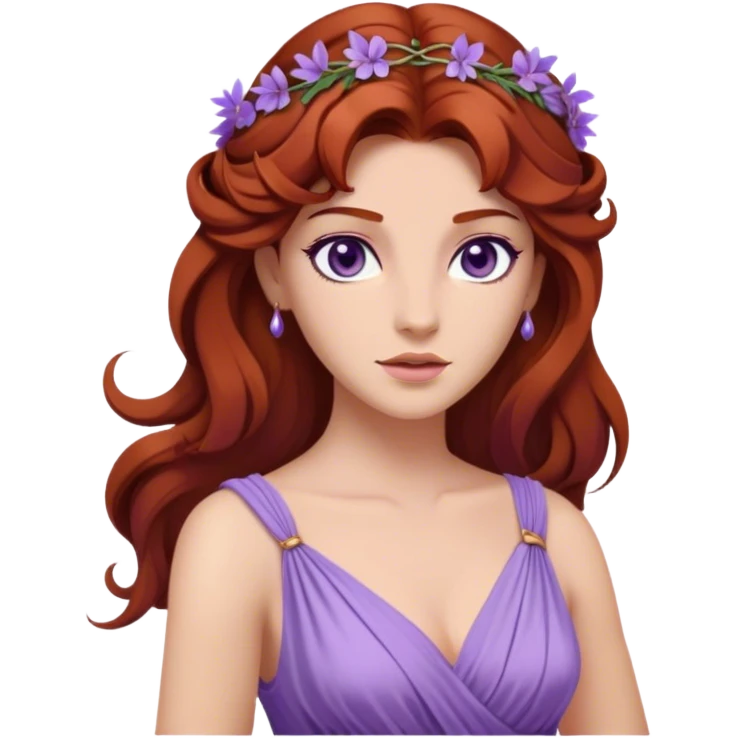 In Disney’s Hercules (1997), Megara is a witty and independent woman with long  auburn hair, purple eyes, and a lavender Grecian-style dre emoji