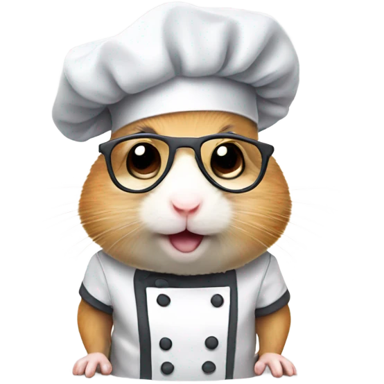 Hamster, a chef wearing glasses and a grey cap hat emoji
