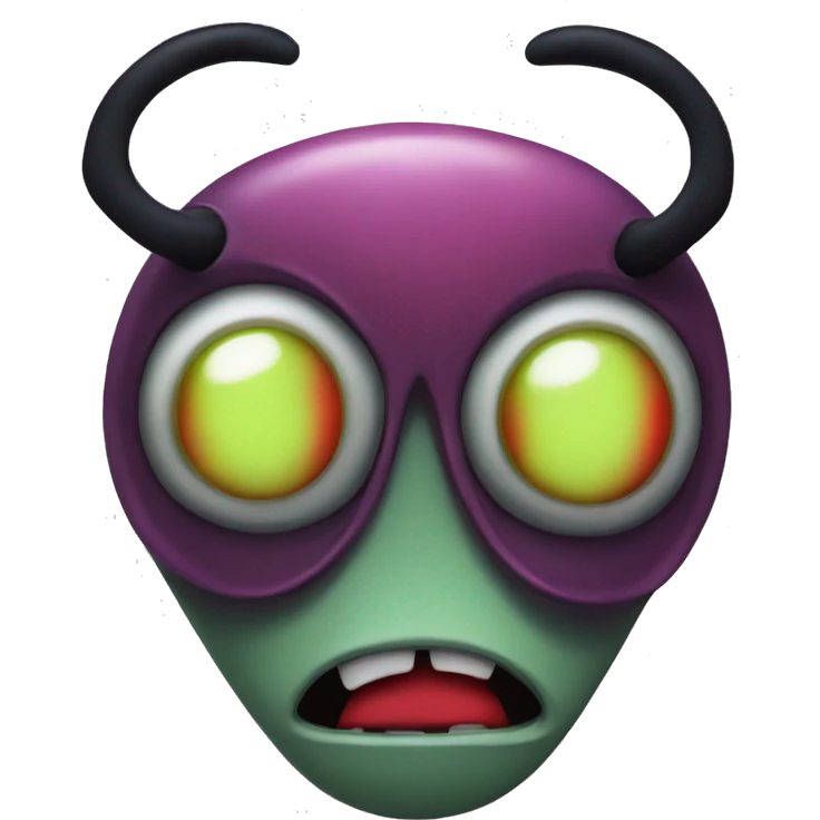 Alien head shaped invader Zim with red eyes emoji