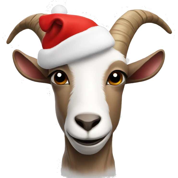 Goat with a Santa cap emoji