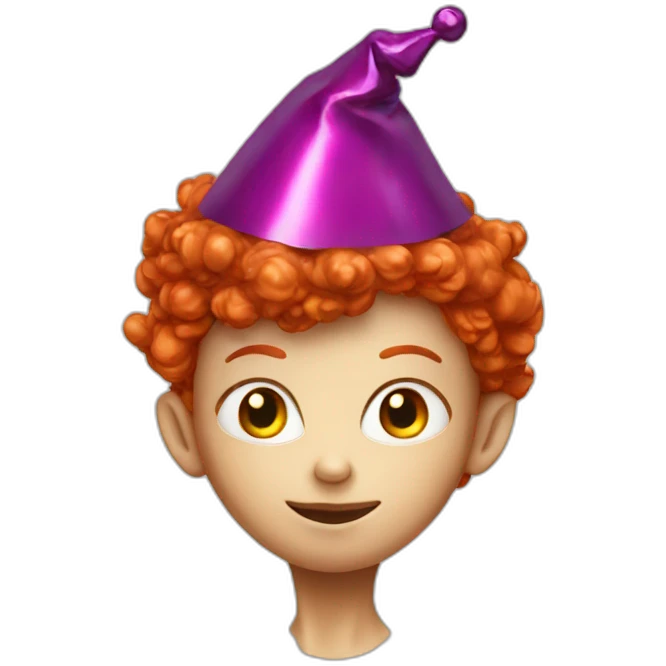 Redhead alien with party hat emoji
