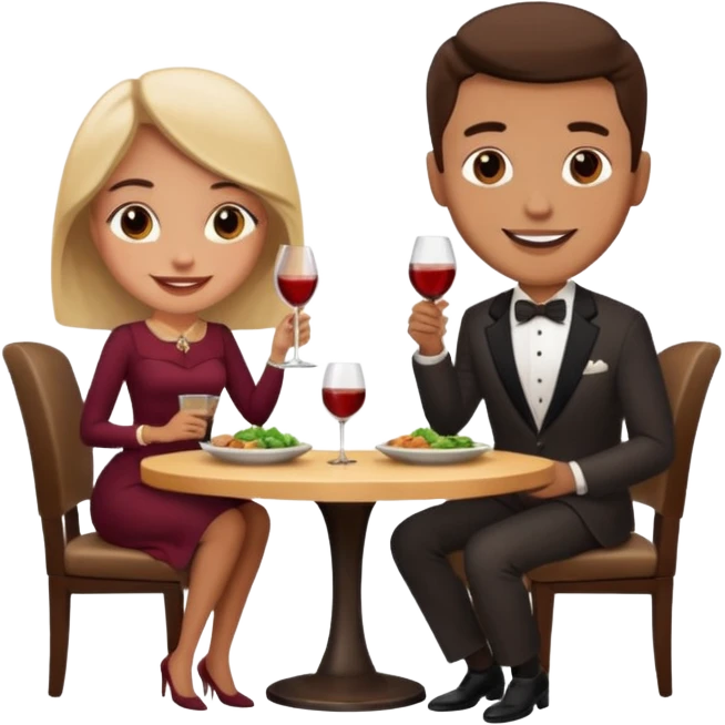  couple sitting and having dinner in a restaurant emoji