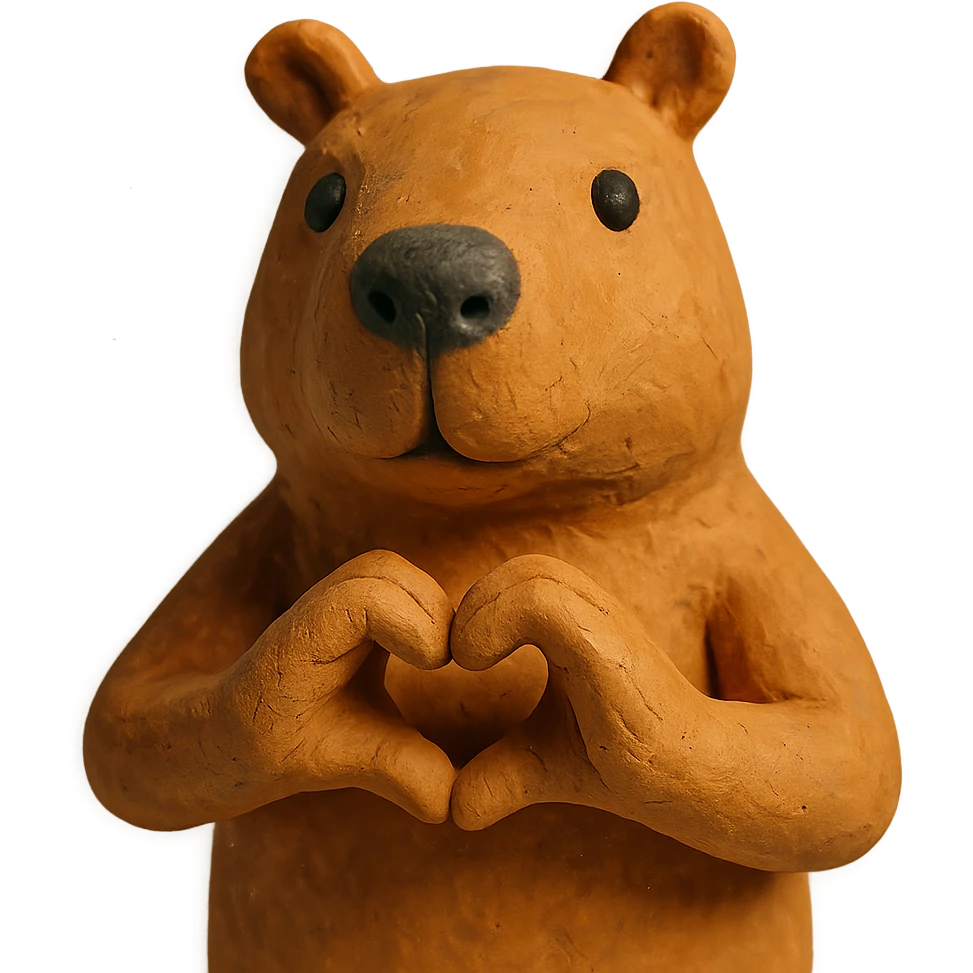 capybara making a heart with his hands emoji
