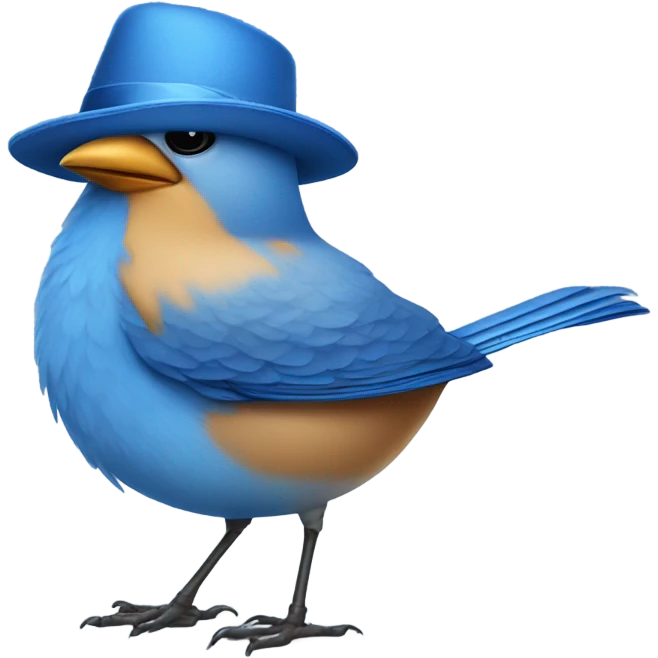 fat blue bird with a hat emoji
