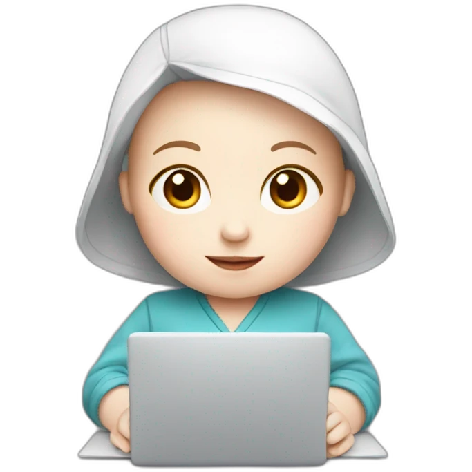 Newborn with pale skin working on laptop emoji