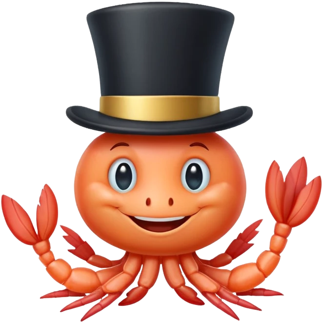 shrimp wearing a top hat emoji