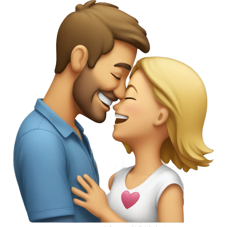 Dad and Mom kiss the child, and the child laughs happily. emoji