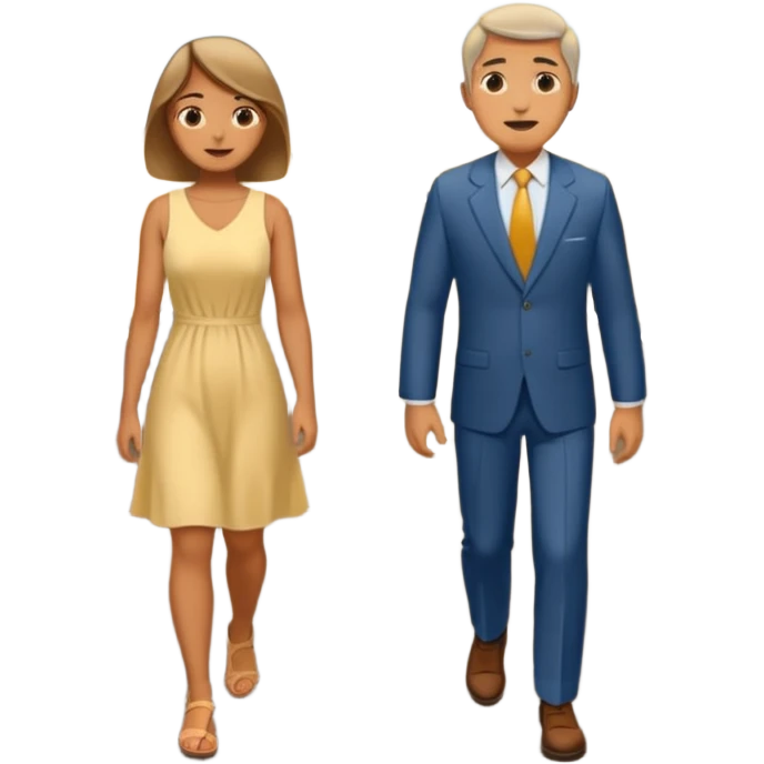 A road where a woman is standing at the beginning of the road and the man at the end of the road emoji