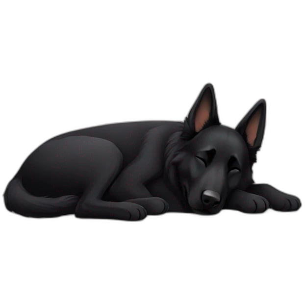 Black German shepherd sleeping emoji