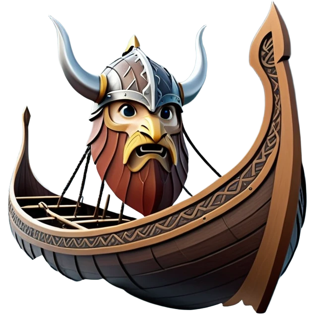 clash-of-clans-aesthetic_-cinematic-viking-longboat, rendered in a flat, bold vector style with minimal shading, featuring a striking dragon-headed prow slicing through icy, churning waters. shields on the side and vikings rowing The longboat’s intricately detailed shields and carved motifs evoke a sense of epic adventure and Nordic might, with billowing sails catching a dramatic, stormy sky backdrop. emoji