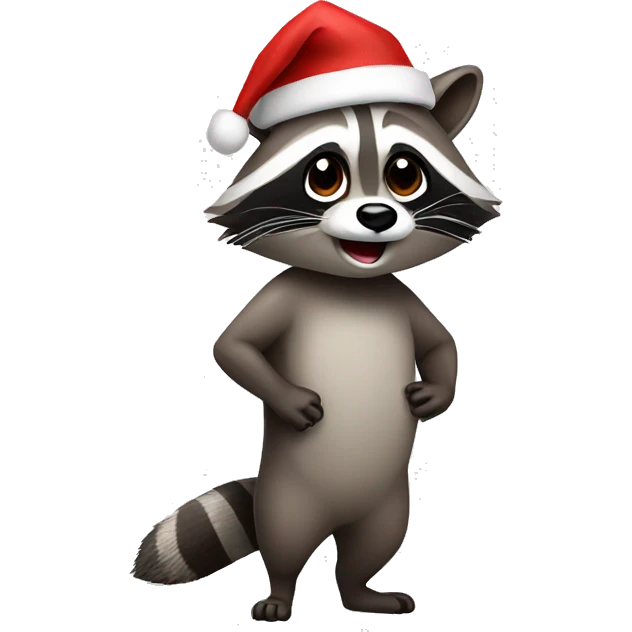 raccoon wearing santa hat emoji