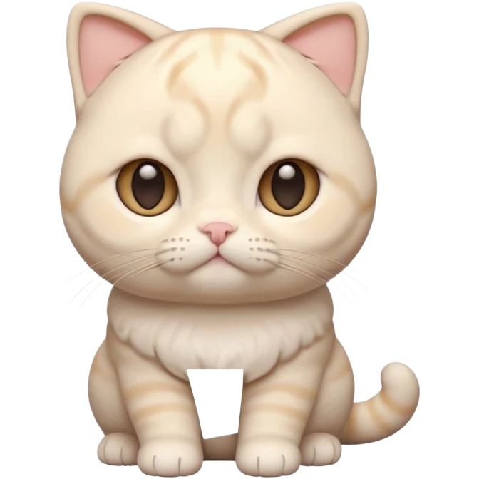 A 3D cartoon cream-white Scottish Fold cat with folded ears, soft round cheeks, pastel lighting, cinematic 3D Memoji style. full body or half body. emoji