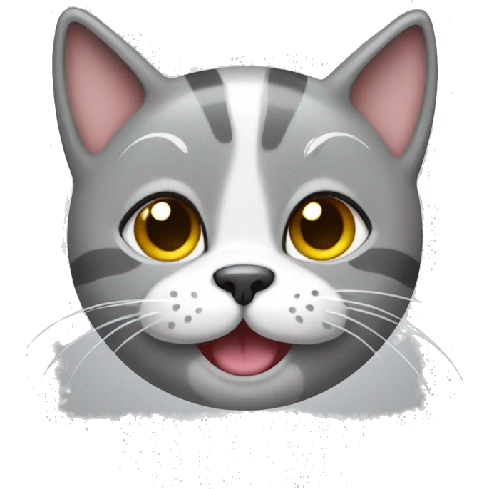 A gray, cute cat face with its tongue out emoji