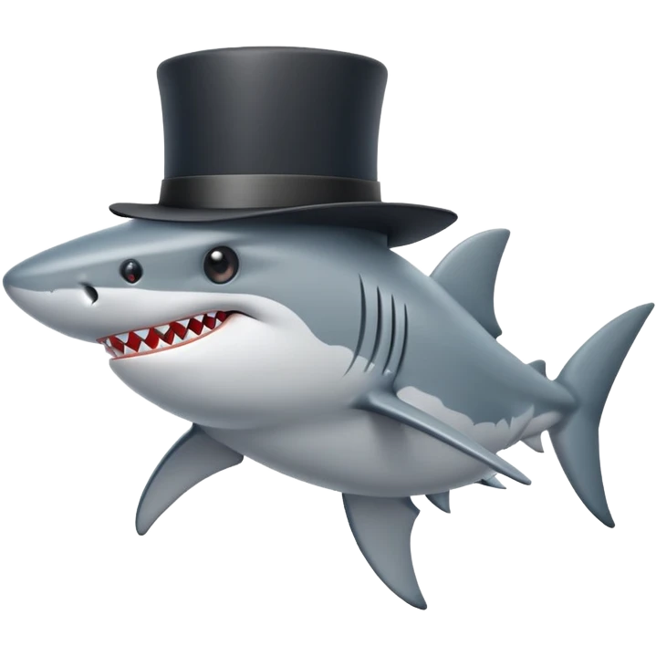 Shark with a top hat emoji