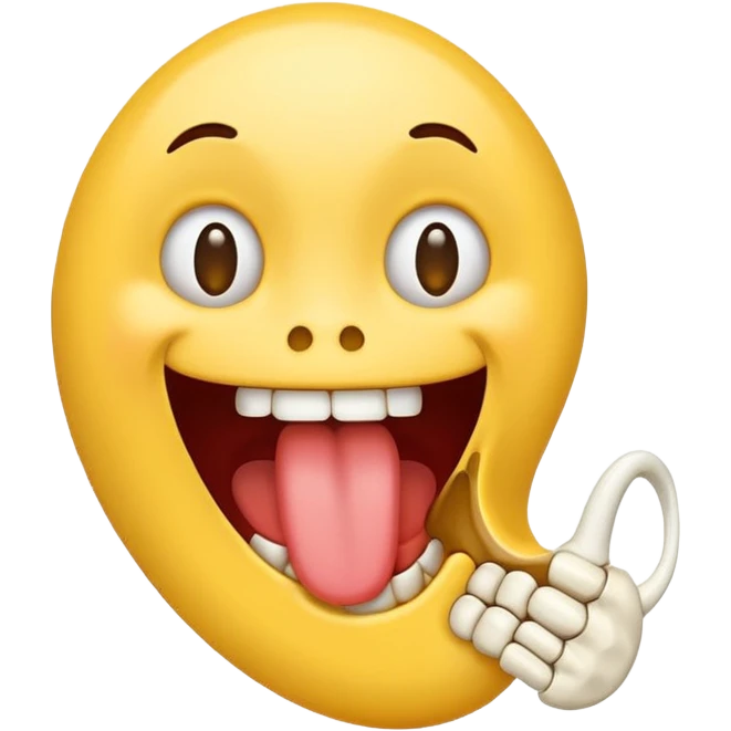 Emoji drooling with half bone in mouth emoji