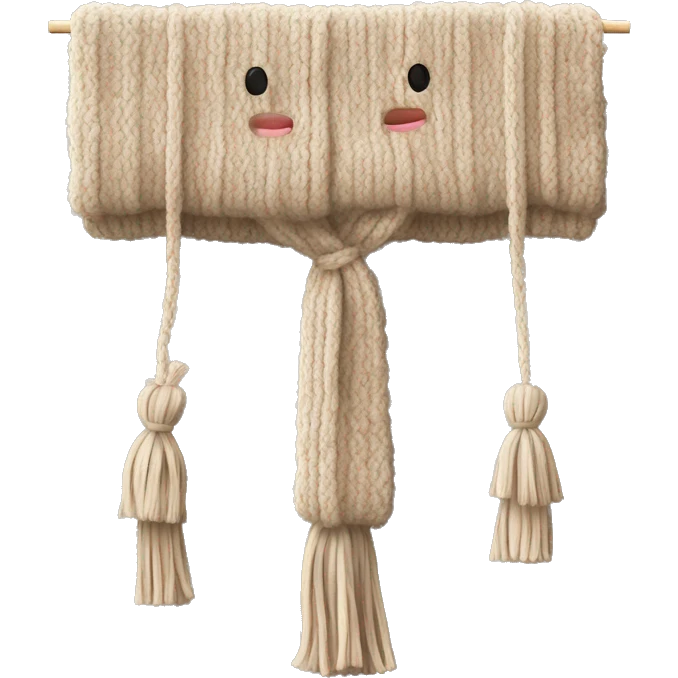 knitted scarf in beige tones with delicate tassels on the ends emoji