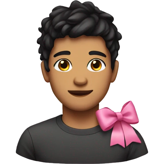 A teenager with black hair with a pink bow on his head emoji