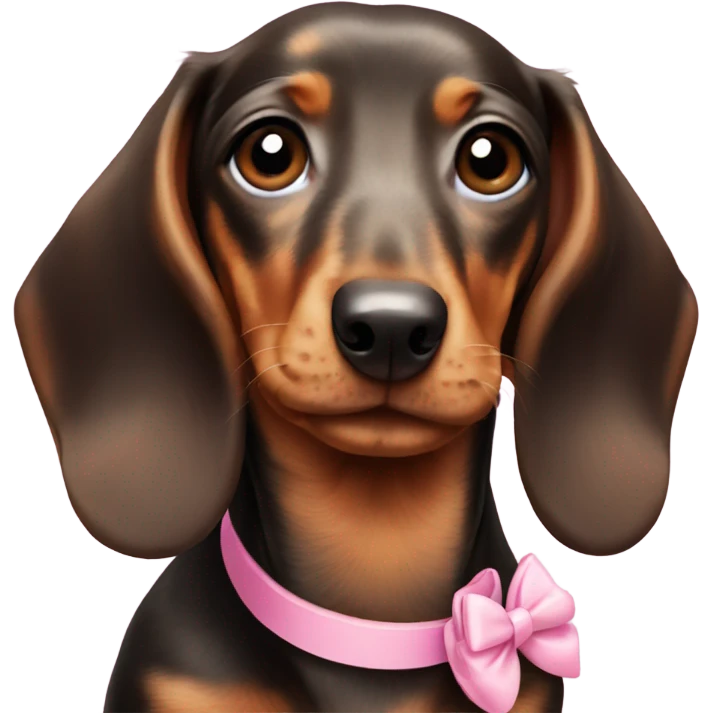 Dachshund puppy with pink bows on its ears emoji