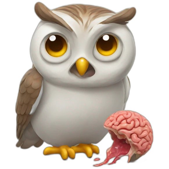 Owl eating a brain emoji