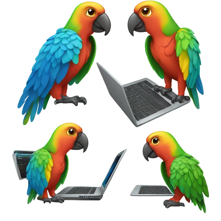 coding-parrot-with-apple-laptop emoji