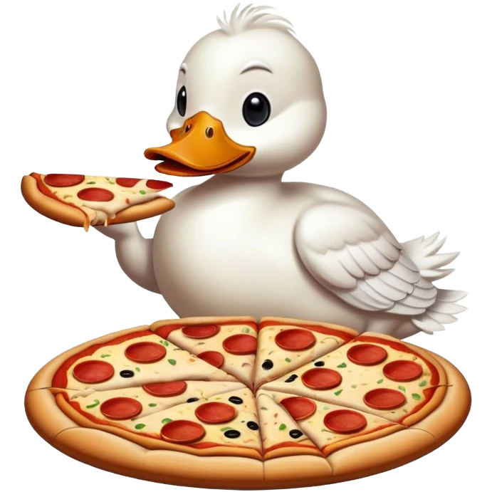 Duck eating pizza emoji
