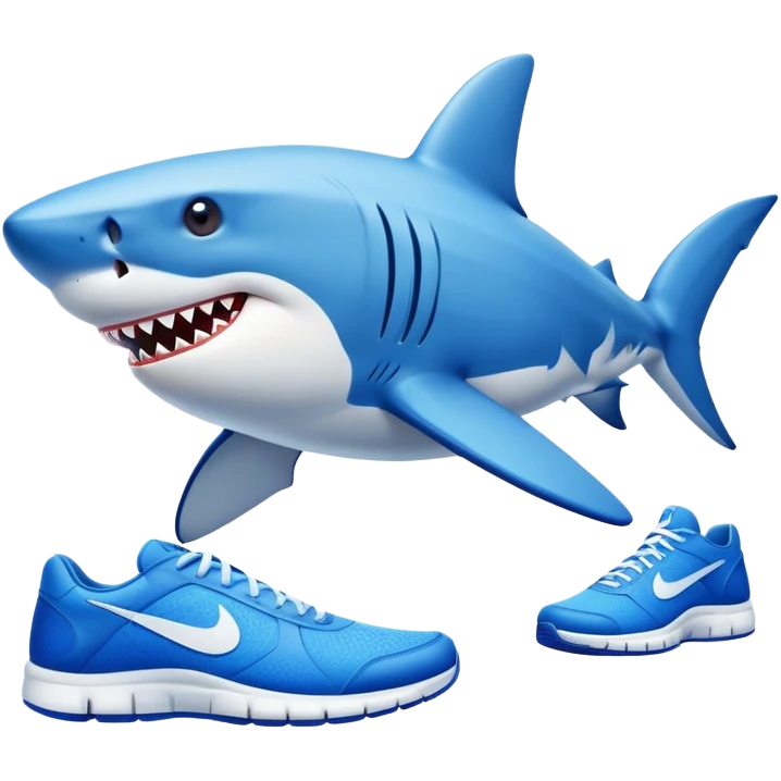 Shark wearing blue nike shoes emoji