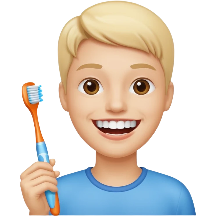 toothbrush next to a bright smile emoji