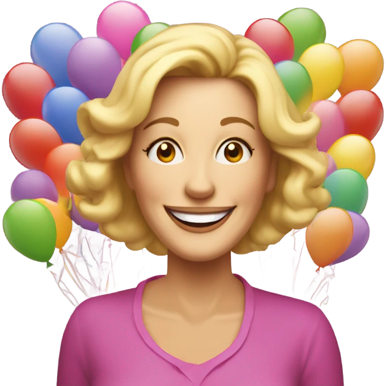 Middle aged blonde lady birthday party emoji