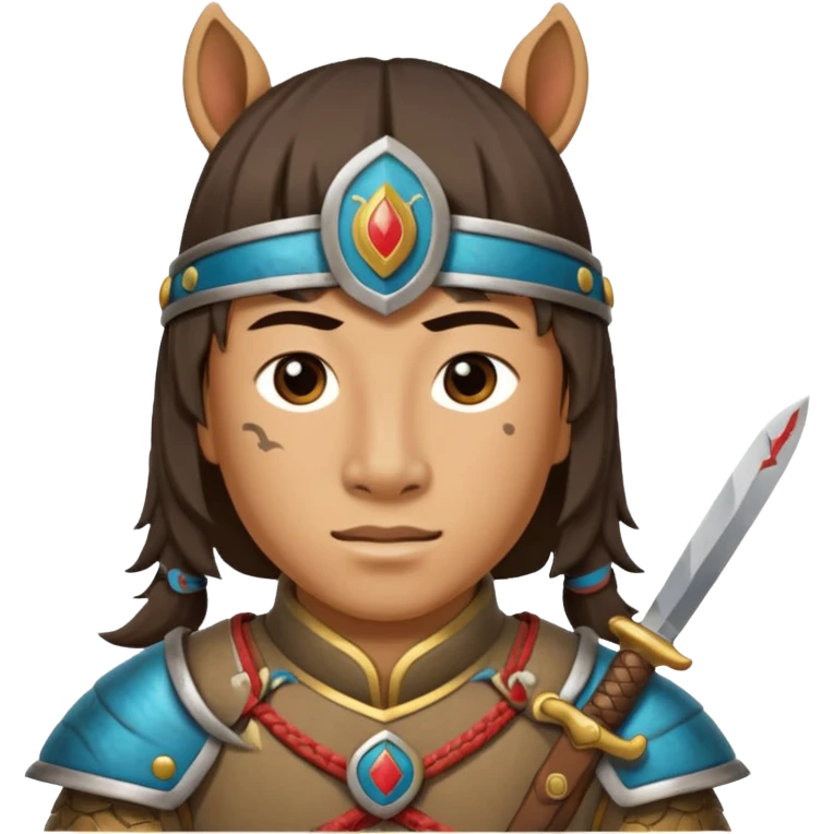 horse face, mogolian ancient army with small knife emoji