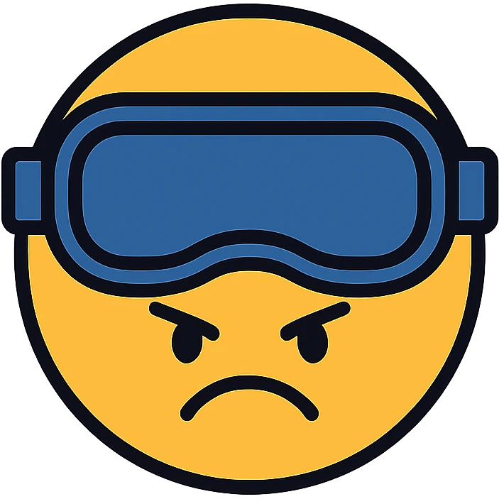 angry emoji with VR headset emoji