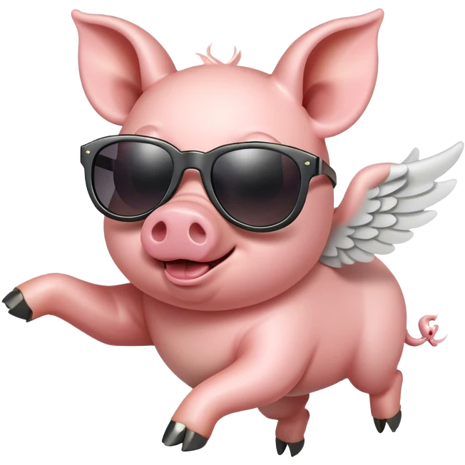 Flying pig with sunglasses emoji