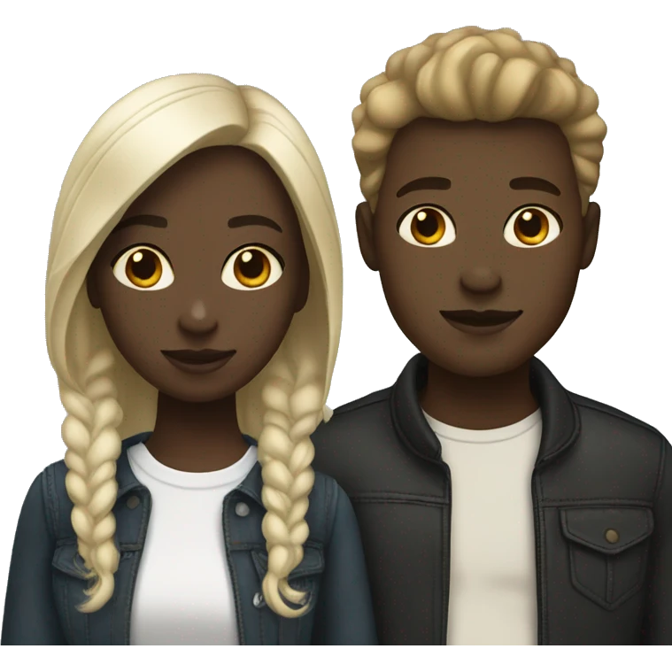 Black girl and white boy couple emoji