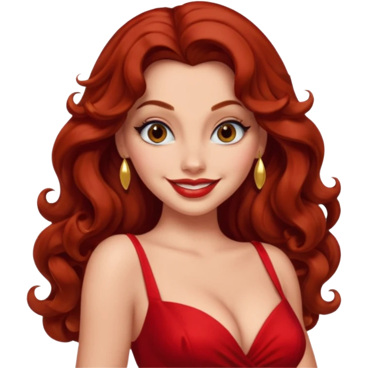 Jessica rabbit, but with Brown hair . Hair is curly, brown and long  emoji
